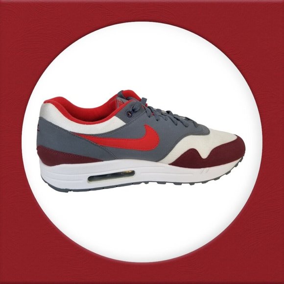 RETRO NIKE AIR MAX 1 ANNIVERSARY RED SZ 13 WHITE GRAY OG 2017 2018 AH8145-100 - Picture 10 of 15